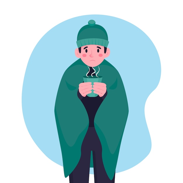 Free vector person with cold illustration concept