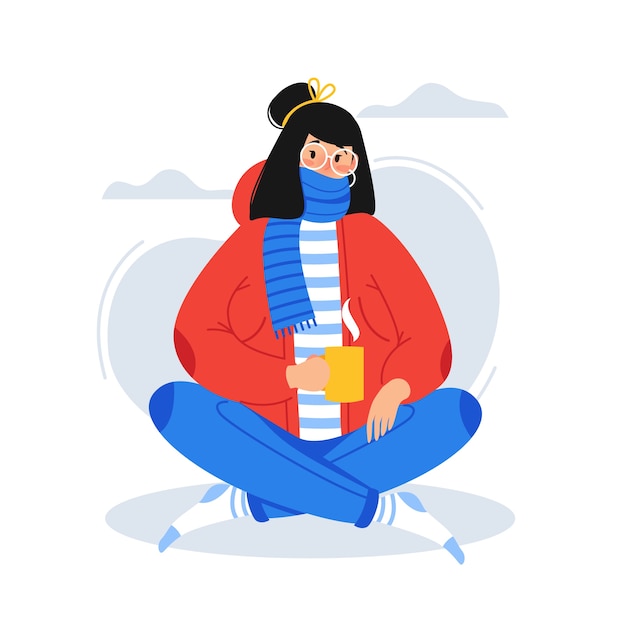 Free vector a person with a cold illustration