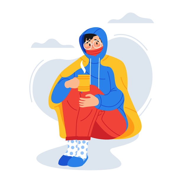 A person with a cold illustration
