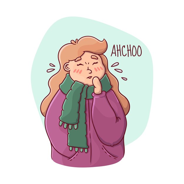 A person with a cold illustration