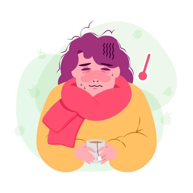 A person with a cold illustration