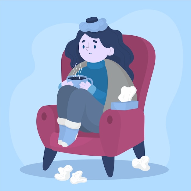 A person with a cold illustration