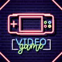 Free vector personal console, video game neon linear style