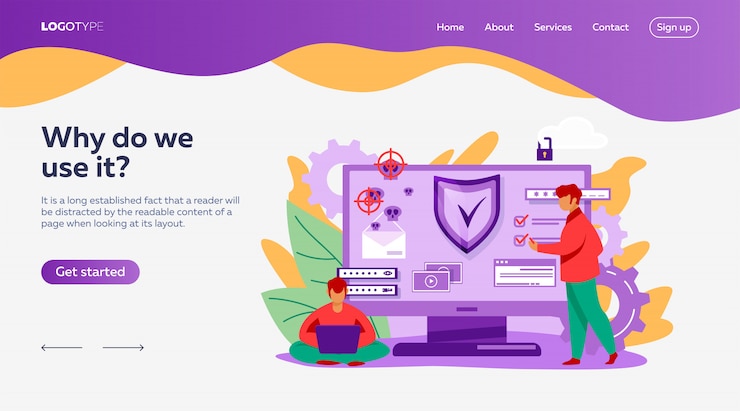 Free Vector personal digital security landing page template