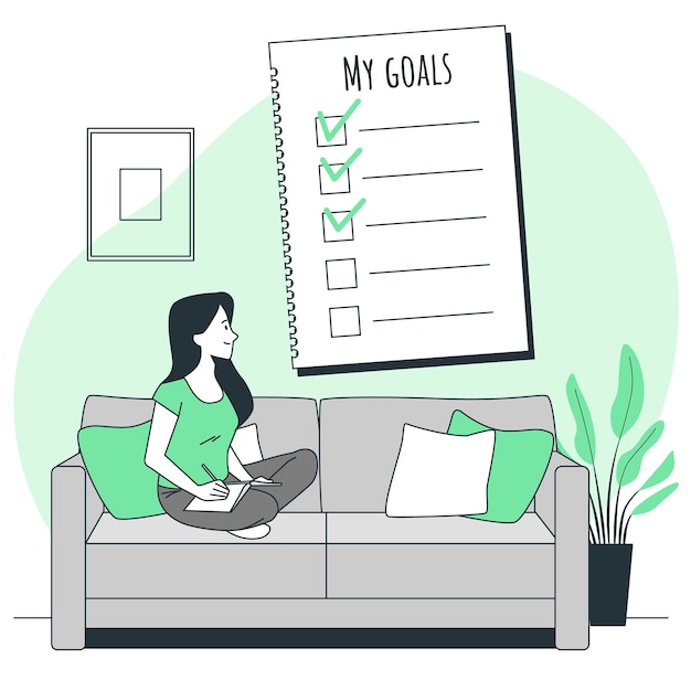 Personal goals checklist concept illustration