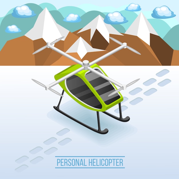 Free vector personal helicopter isometric scene