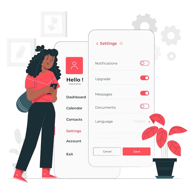 Free vector personal settings concept illustration