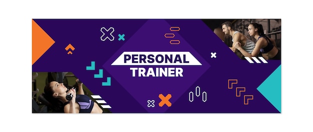 Vettore gratuito disegno del modello di copertina di facebook del personal trainer