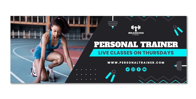Free vector personal trainer facebook cover template design