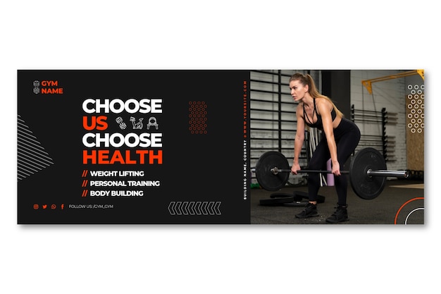 Free vector personal trainer facebook cover template design