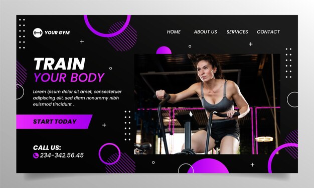 Free vector personal trainer landing page  template design