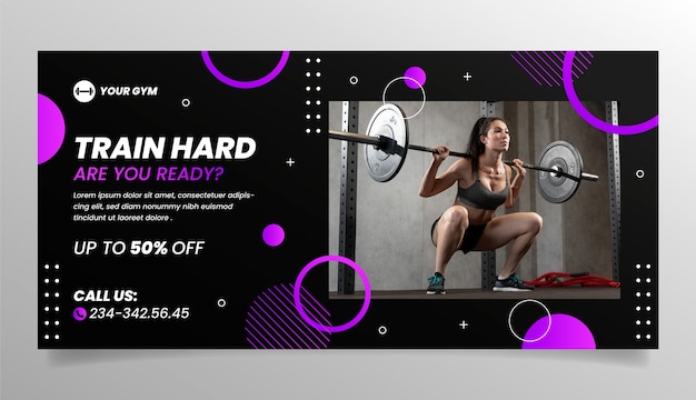 Personal trainer sale banner template design