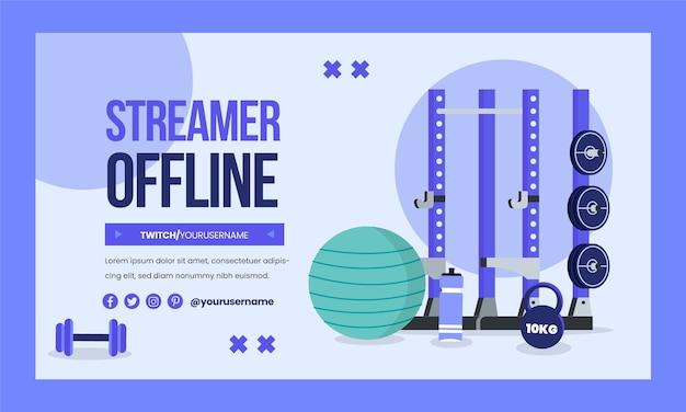 Free vector personal trainer twitch background template design