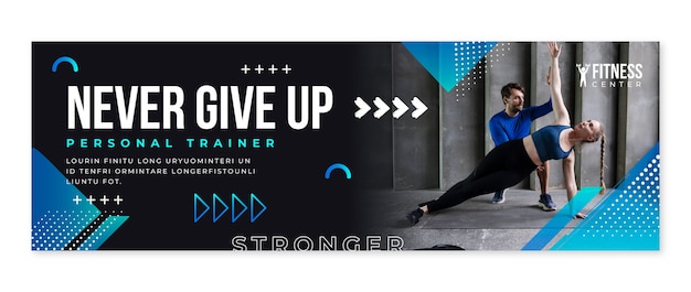 Free vector personal trainer twitter header template design