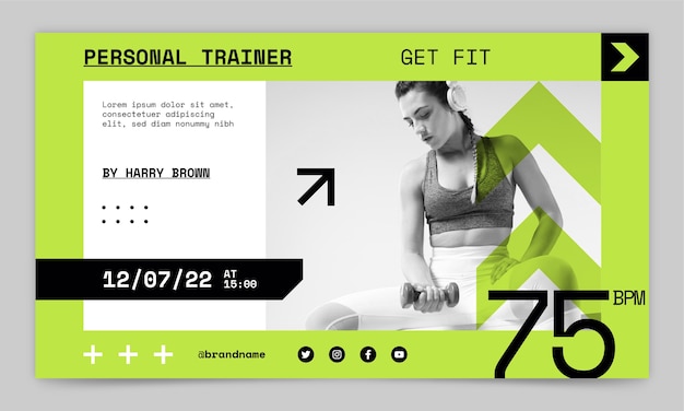 Personal trainer webinar template design