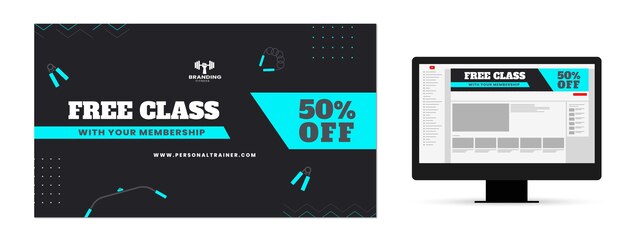 Personal trainer youtube channel art template design