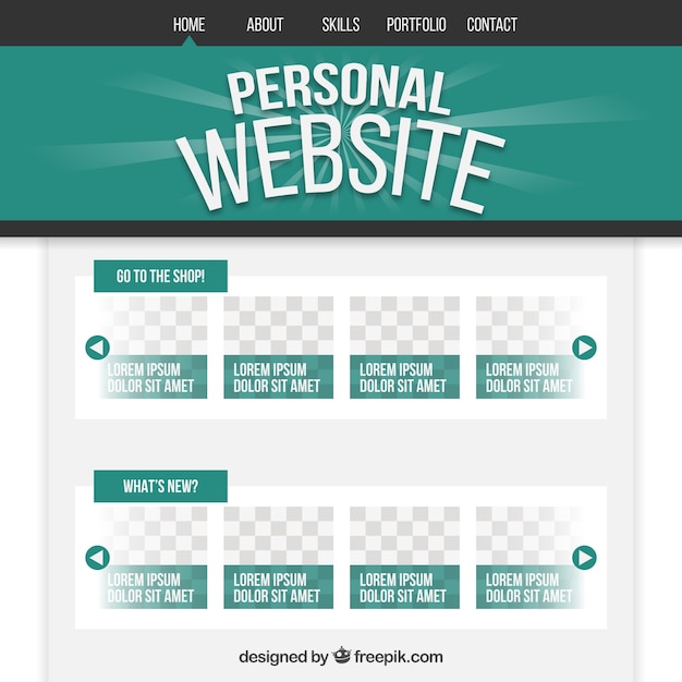 Free vector personal website in green color