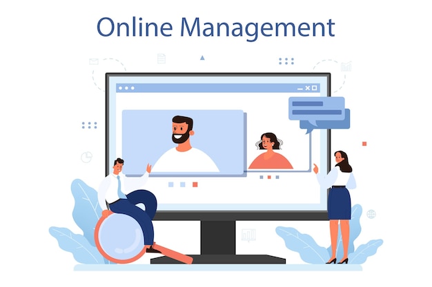 Онлайн-сервис или платформа управления персоналом подбор бизнеса и адаптация сотрудников менеджер по персоналу нанимает нового работника онлайн-управление плоская векторная иллюстрация