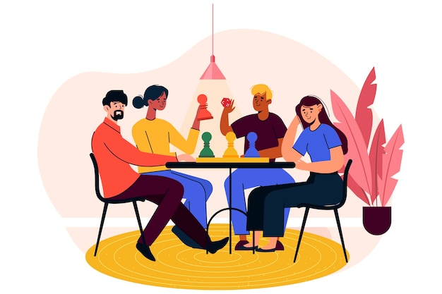 Personnes jouant au jeu de ludo