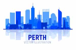 Free vector perth australia silhouette skyline with panorama in white background vector illustration business travel and tourism concept with modern buildings image for banner or website