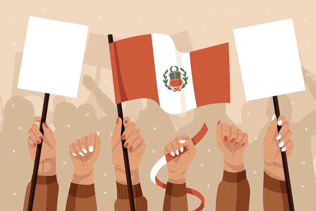 ペルーのラテン系アメリカ人の抗議イラスト