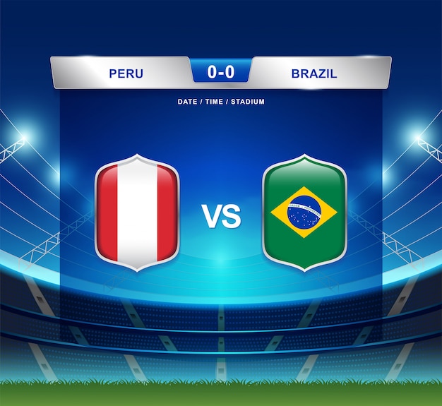 Premium Vector Peru Vs Brazil Scoreboard Broadcast Football Copa America