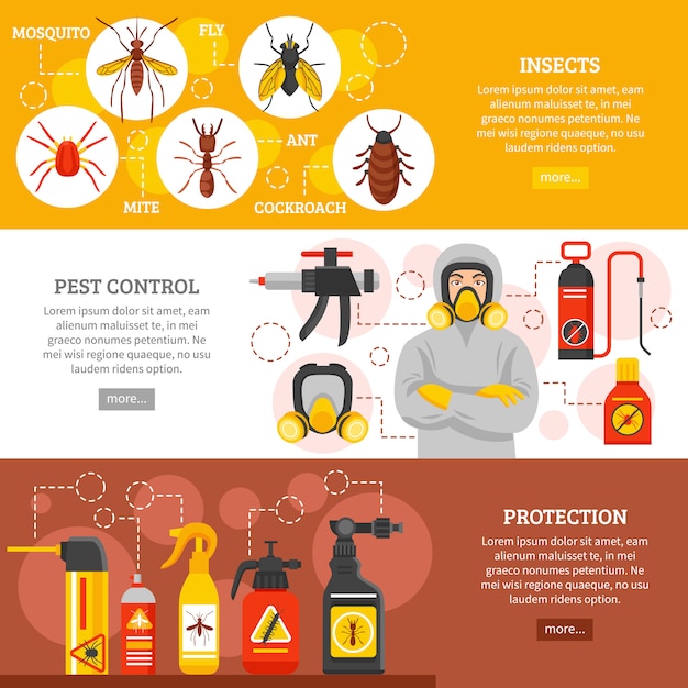 Free vector pest control horizontal banners