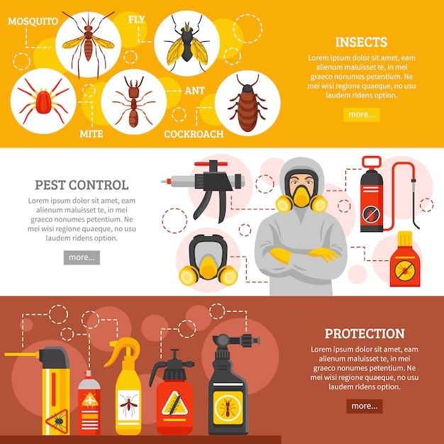 무료 벡터 해충 방제 가로 배너