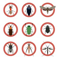 Free vector pest insects control icons collection danger ants vector