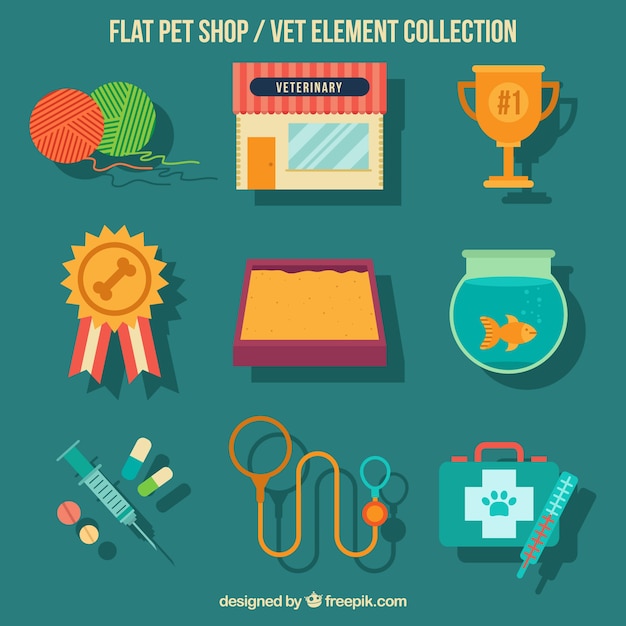 Free vector pet accessories in flat style