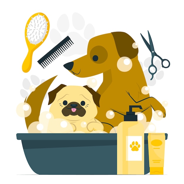 Free vector pet grooming concept illustration