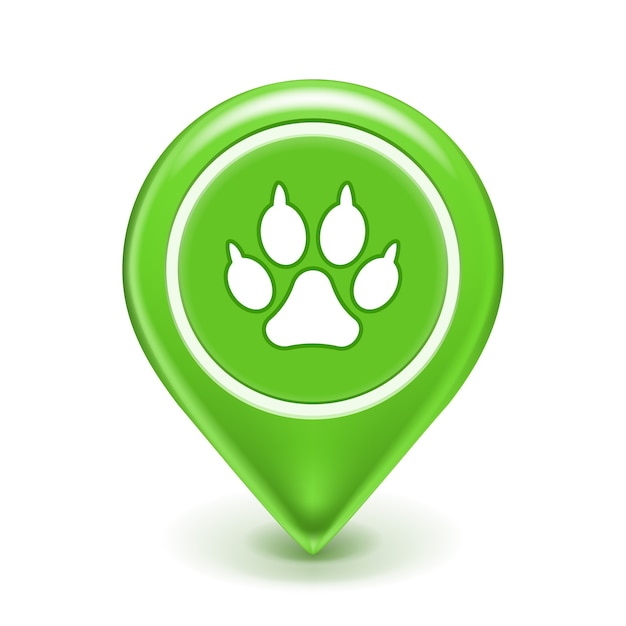 Pet location icon with paw print
