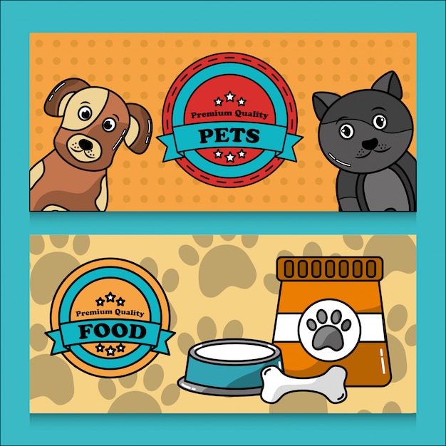 Free vector pet premium quality food banner