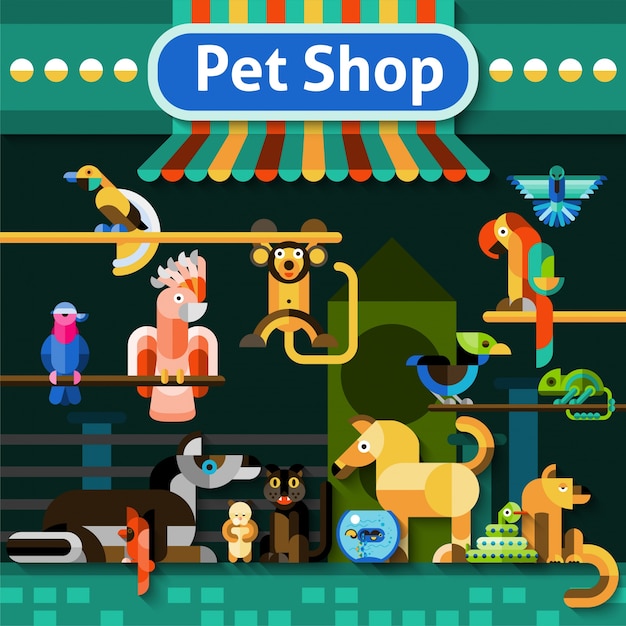 Vettore gratuito sfondo di negozio di animali