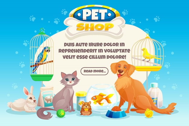 Free vector pet shop composition