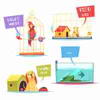 Free vector pet shop compositions