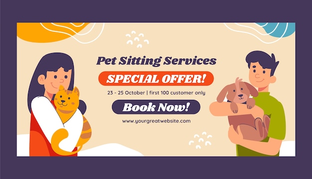 Pet sitting sale banner template