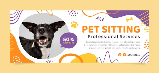 Vettore gratuito copertina facebook del servizio di pet sitting