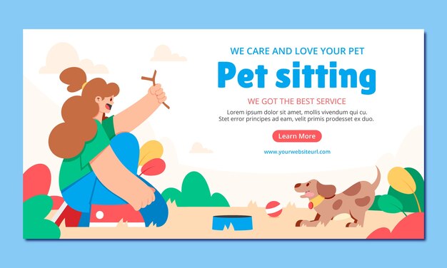 Free vector pet sitting service flat design social media promo template