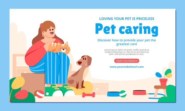 Vettore gratuito modello di webinar dal design piatto per il servizio di pet sitting
