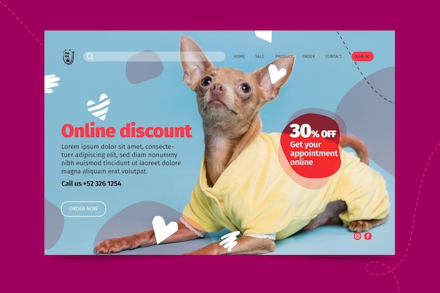 Pet veterinary landing page template