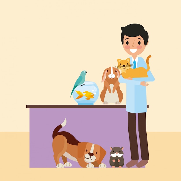 Vettore gratuito animali domestici e veterinari
