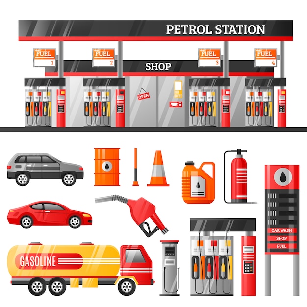 Free vector petrol station design concept