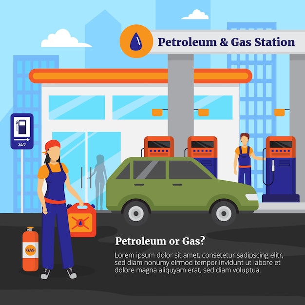 Нефть и АЗС Иллюстрация