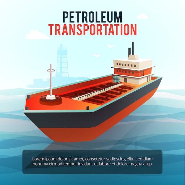 Petroleum industry products transporting tanker with oil deep water drilling platform