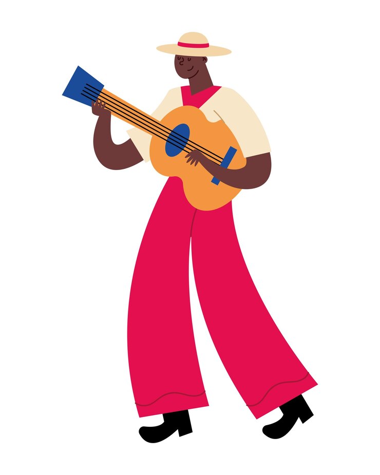 Free Vector petronio alvarez festival man with guitar
