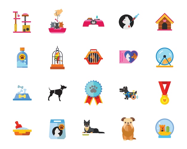 Free vector pets icon set