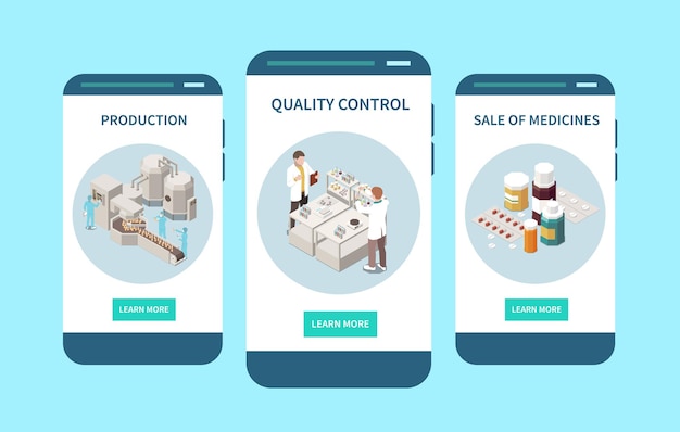 Pharmaceutical production inspection distribution registered for sale medication quality control mobile screen isometric