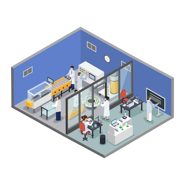 Free vector pharmaceutical research production isometric composition