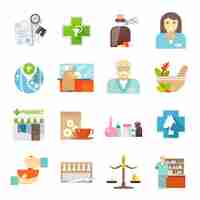 Free vector pharmacicst flat icons set